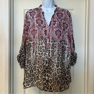 ALFRED DUNNER • Leopard Print Button-Up Blouse